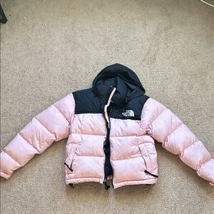 The North Face Light Pink and Black Hooded Jacket